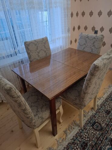 bagca stolu: Qonaq otağı üçün, Dördbucaq masa, 4 stul