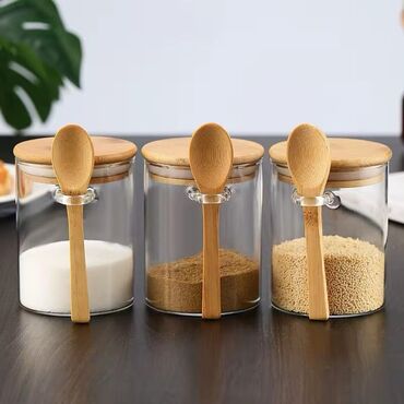 Digər qab-qacaq və mətbəx ləvazimatları: Saxlama qabı
qapaq ve qaşıq bamboo
qab şüşe material — 6