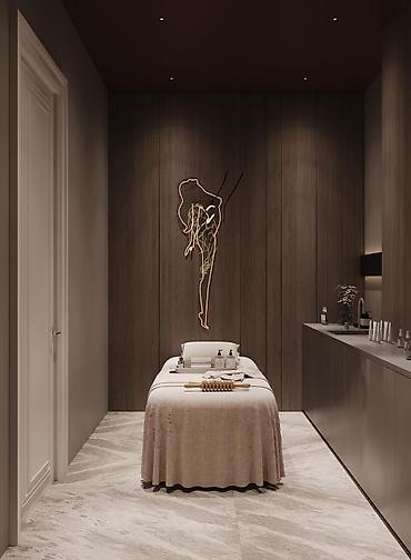 qamış: SPA/massaj otağı – premium interyer dizaynı - Yumşaq bej tonlarda — 1