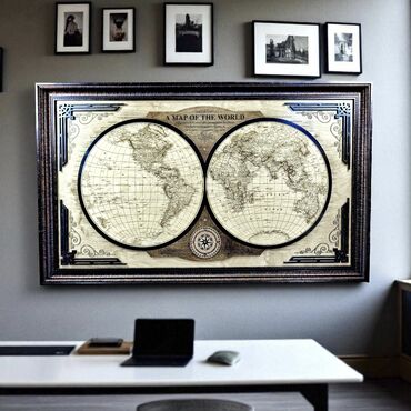 Картины: Элегантное настенное панно с изображением карты мира по версии — 12