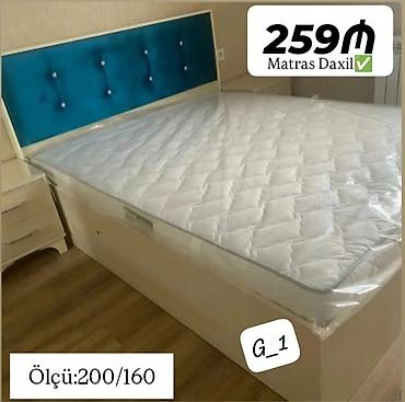 İkinəfərlik yataq dəsti – ölçü: 200×160 sm. - Rəng: krem korpus, mavi
