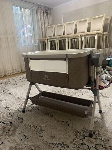 люлька кроватка: Детская приставная кроватка, Б/у, С колесиками, цвет - Коричневый — 1