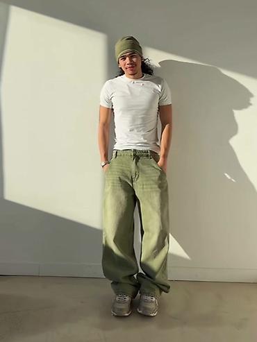Джинсы: Matcha Denim Jeans — широкие джинсы цвета матча размер M абсолютно — 5
