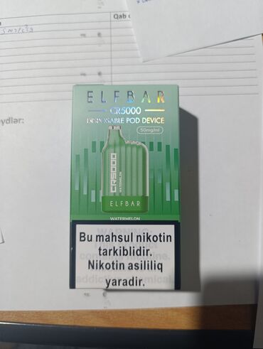 Qəlyan, vayp və aksesuarları: ELFBAR CR5000
YENİ BAĞLI QUTUDA
Qarpız aromalı