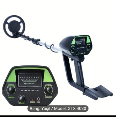 qizil axtaran aparatlar: GTX 4030 modeli metal detektor. Yaşıl rəngdədir. Torpaqda, qumda və ya