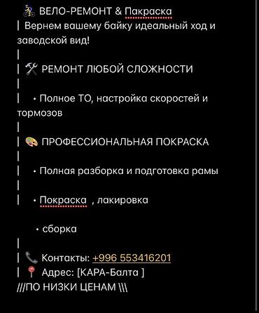 Вело-ремонт и покраска - Вернём вашему велосипеду идеальный ход и