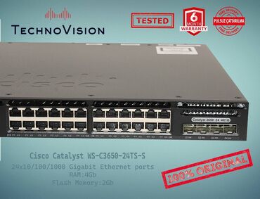 modemlərin qiyməti: Cisco Catalyst WS 3650 24TS S ✔️Sertifikasiyadan keçmiş təcrübəli