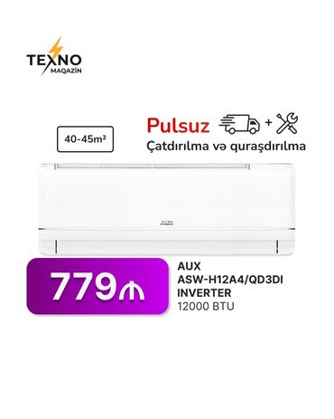 Kondisionerlər: Kondisioner AUX, 40-45 kv. m, Split sistem, Kredit yoxdur, Pulsuz quraşdırılma