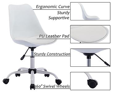 Kancelarijske stolice: Radna stolica na točkićima – bela - Moderan minimalistički dizajn sa — 5