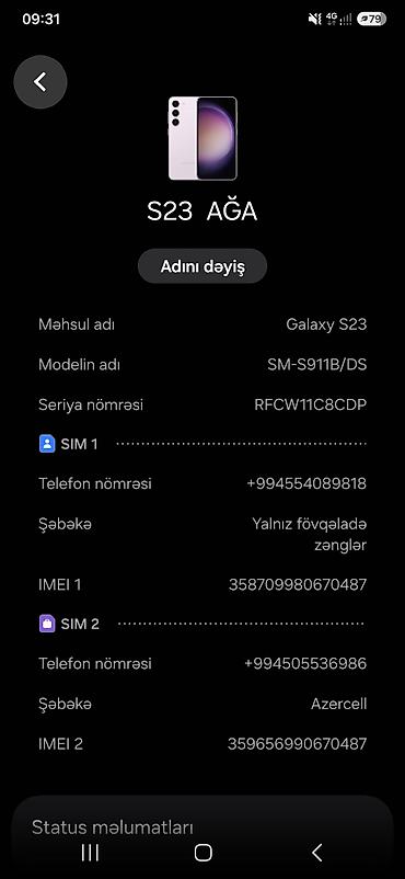 samsunq 12: Samsung Galaxy S23, 256 GB, rəng - Bənövşəyi — 6