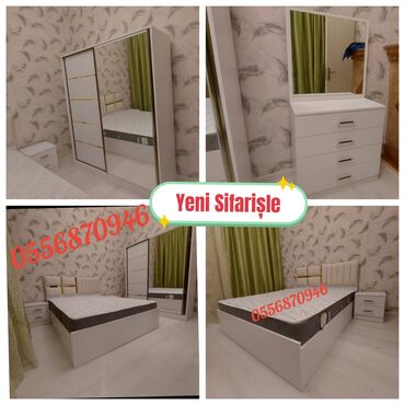 Yataq otağı dəstləri: İkinəfərlik çarpayı, Dolab, Termo, 2 tumba, Azərbaycan, Yeni — 27