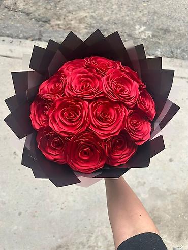 Ruža: Buket ruža od satena – ručno izrađene večno‑trajne ruže - Materijal — 4