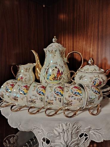 caydan caynik: Çay dəsti, rəng - Qızılı, Farfor, Çexiya — 1