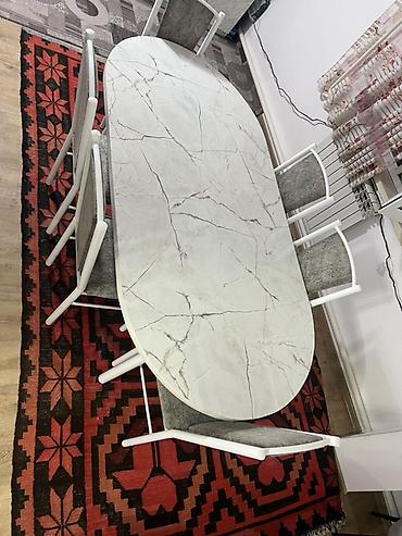 silver kitchen: Обеденная группа: овальный стол + 6 стульев. - Стол с овальной — 1