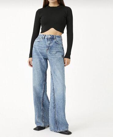 женские джинсы с высокой талией: Джинсы S (EU 36), M (EU 38), цвет - Синий