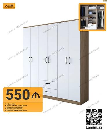 Ev üçün mebel: LA Mini 6 qapılı dolab - Material: 18 mm laminat - Ölçülər: Dərinlik — 1