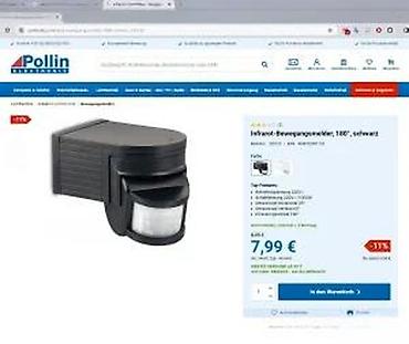 Prekidači: Infracrveni senzor pokreta Pollin IR-BM180sw - Napajanje: 230 V / 50 — 12