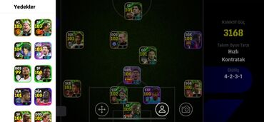 Digər oyun və konsollar: E-futbol oyunu komandası. Komanda gücü 3168-dir. Komanda oyunu tərzi