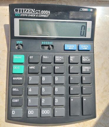 Masaüstü dəstlər: Citizen CT-666N modeli olan bu kalkulyator əsas riyazi əməliyyatlar və