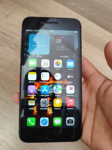 Apple iPhone: IPhone 8 Plus, Новый, 64 ГБ, Черный, Зарядное устройство, Защитное стекло, Чехол, 100 %