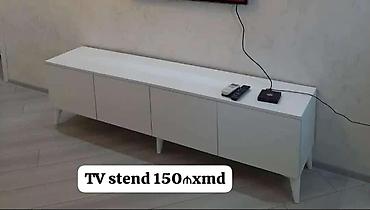 lanch box: TV stend - Rəng: ağ - Dizayn: minimal, təmiz xətləri olan, hündür — 1