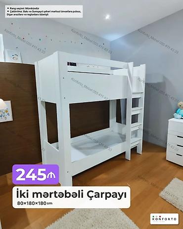 taxta bocka: İki mərtəbəli çarpayı - Ölçülər: 80 × 180 × 180 sm - Material: ağ — 1