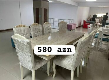 Masa və oturacaq dəstləri: Qonaq otağı üçün, Yeni, Açılmayan, Dördbucaq masa, 6 stul — 11