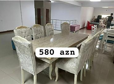 tek stolar: Qonaq otağı üçün, Yeni, Açılmayan, Dördbucaq masa, 6 stul — 5