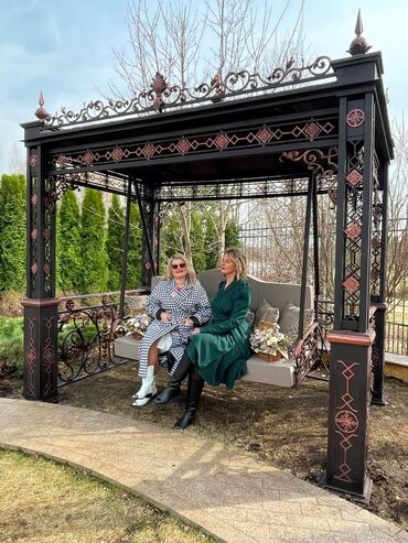 Садовые качели: Садовые качели Металл, Со спинкой, С крышей — 5