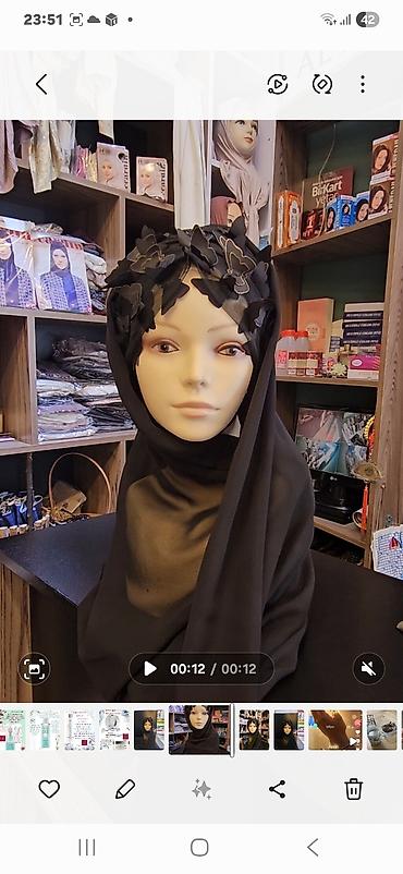 Hicab: Məhsul: Qadın hicab-şal kolleksiyası - Naxışlı model: Açıq mavi fon — 2