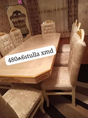 saloğlu mebel stol stul: Qonaq otağı üçün, Dördbucaq masa, 6 stul