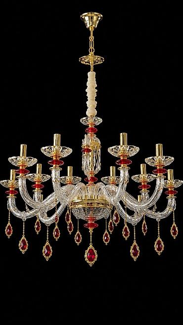 satin parça: Çılçıraq, 10 və daha çox lampa, Xrustal — 1
