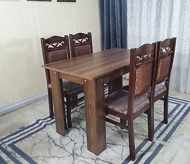 tek kreslo: Qonaq otağı üçün, Yeni, Açılmayan, Dördbucaq masa, 6 stul — 4