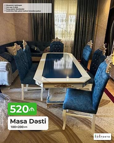 Masa Dəsti – 100×200 sm - Mexanizm: Açılmayan - Stul sayı: 6 ədəd -
