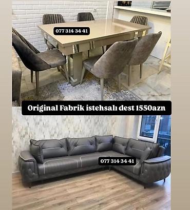 Masa və oturacaq dəstləri: Masa və 6 stul dəsti – Xmd • Komplekt: 1 yemək masası + 6 ədəd stul — 136