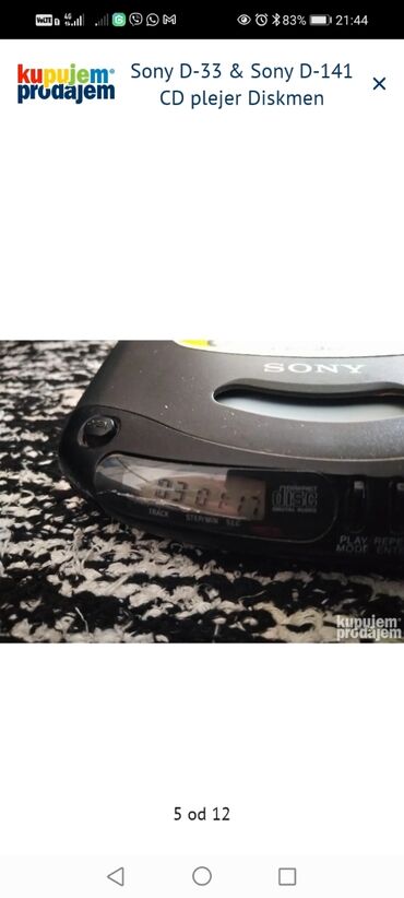 Mini disk plejeri: Sony Discman CD plejer – model D-141 (navedeno na poklopcu) - — 4