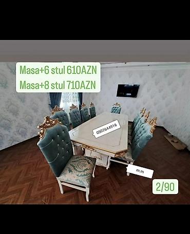 tek termolar: Qonaq otağı üçün, Yeni, Açılmayan, Dördbucaq masa, 6 stul — 6