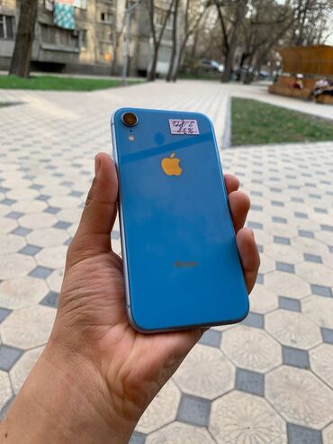 Apple iPhone: IPhone Xr, Б/у, 128 ГБ, Голубой, Наушники, Зарядное устройство, Защитное стекло, 81 %