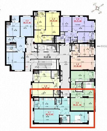 квартиры ихлас бишкек: 2 комнаты, 68 м², Элитка, 10 этаж, ПСО (под самоотделку)