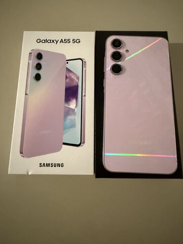 Samsung: Samsung Galaxy A55, Новый, 256 ГБ, цвет - Фиолетовый, 2 SIM