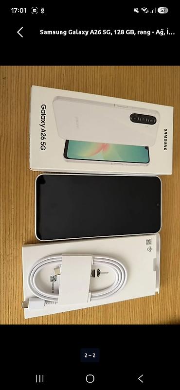 aux usb: Samsung Galaxy A26 5G, 128 GB, rəng - Ağ — 1