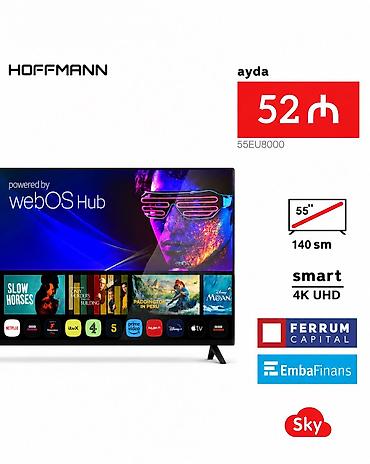 mobil ip tv: Yeni Televizor Hoffmann LED ekran 55" 4K (3840x2160), Pulsuz çatdırılma — 1