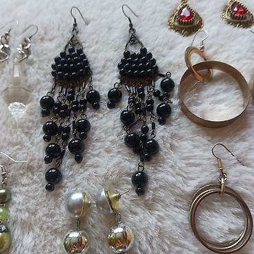 alke mindjuse prodaja: Set minđuša – razni modeli (7 pari) - Dugačke crne “chandelier” — 3
