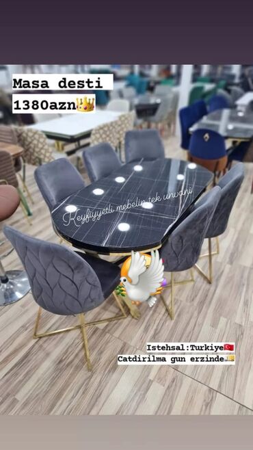 стеклянный стол: Для гостиной, Новый, Овальный стол, 6 стульев