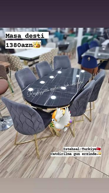 Qonaq otağı üçün, Yeni, Oval masa, 6 stul