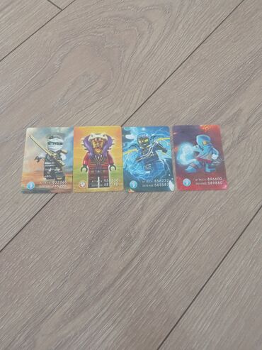 Казаны: Lego Ninjago kolleksiyasından dörd ədəd ticarət kartı. Hər kartda