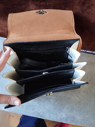 termo çanta: BARYA New York qadın çantası - İki rəngli dizayn: karamel rəngli üst — 2