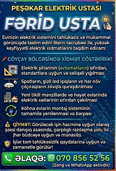 saç kəsimi modelləri: Peşəkar Elektrik Ustası – Fərid Usta Evinizin elektrik sistemini — 1