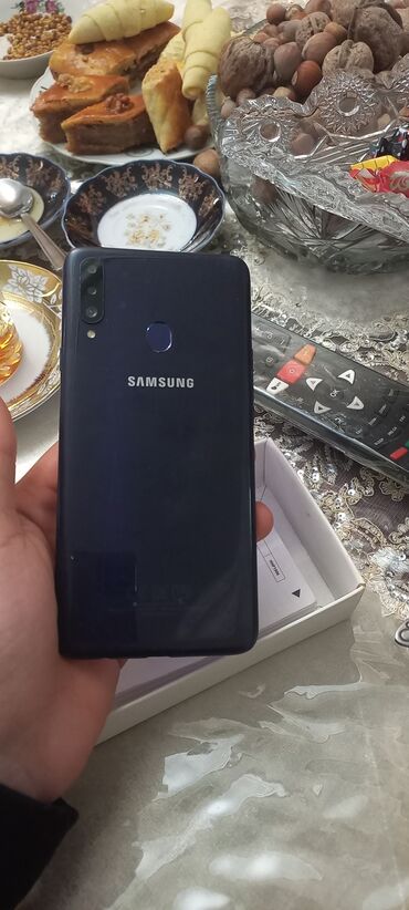 Samsung: Samsung A20s, 2 GB, rəng - Göy, Zəmanət, Sensor, Simsiz şarj