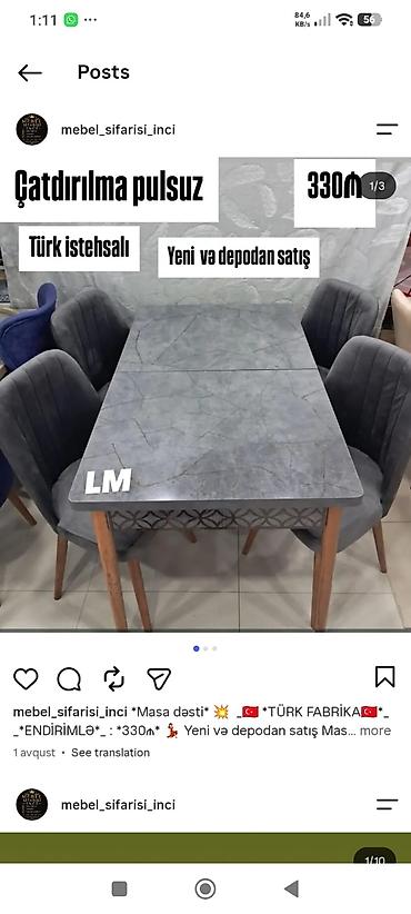 Masa dəsti – Türk istehsalı • Yeni və depodan satış • Çatdırılma